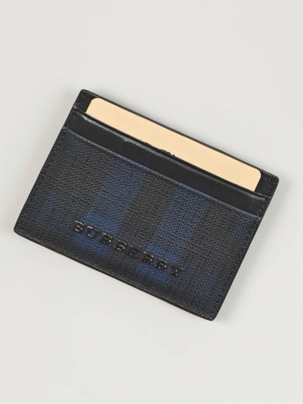 Burberry Black and Navy Striped Card Holder